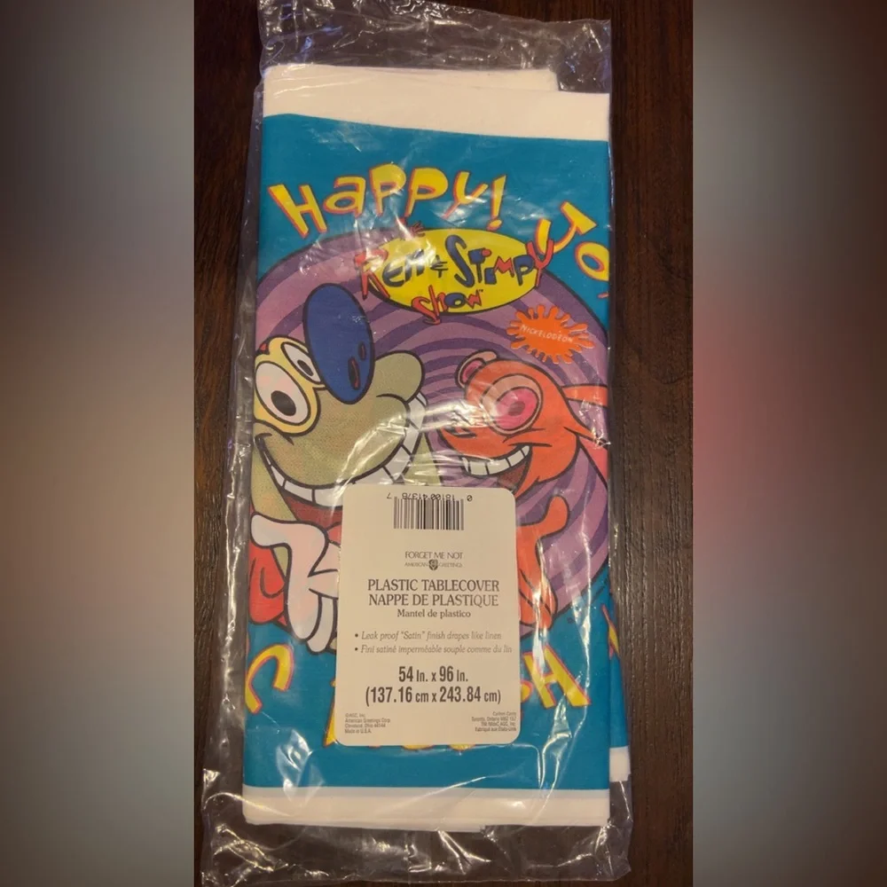 Rare 1995 Ren & Stimpy Plastic Party Table Cover New